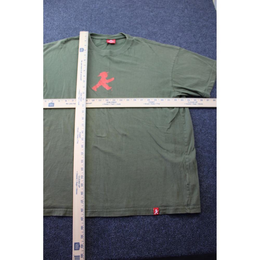 Ampelmann Berlin Mens XXL Olive Green Graphic T-Shirt Red Walking Man Logo Tee - Picture 3 of 6